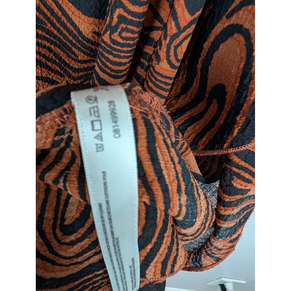 Free People Blouse Womens Small Sheer Button Front Animal Print Boho‎ Top - Picture 4 of 9